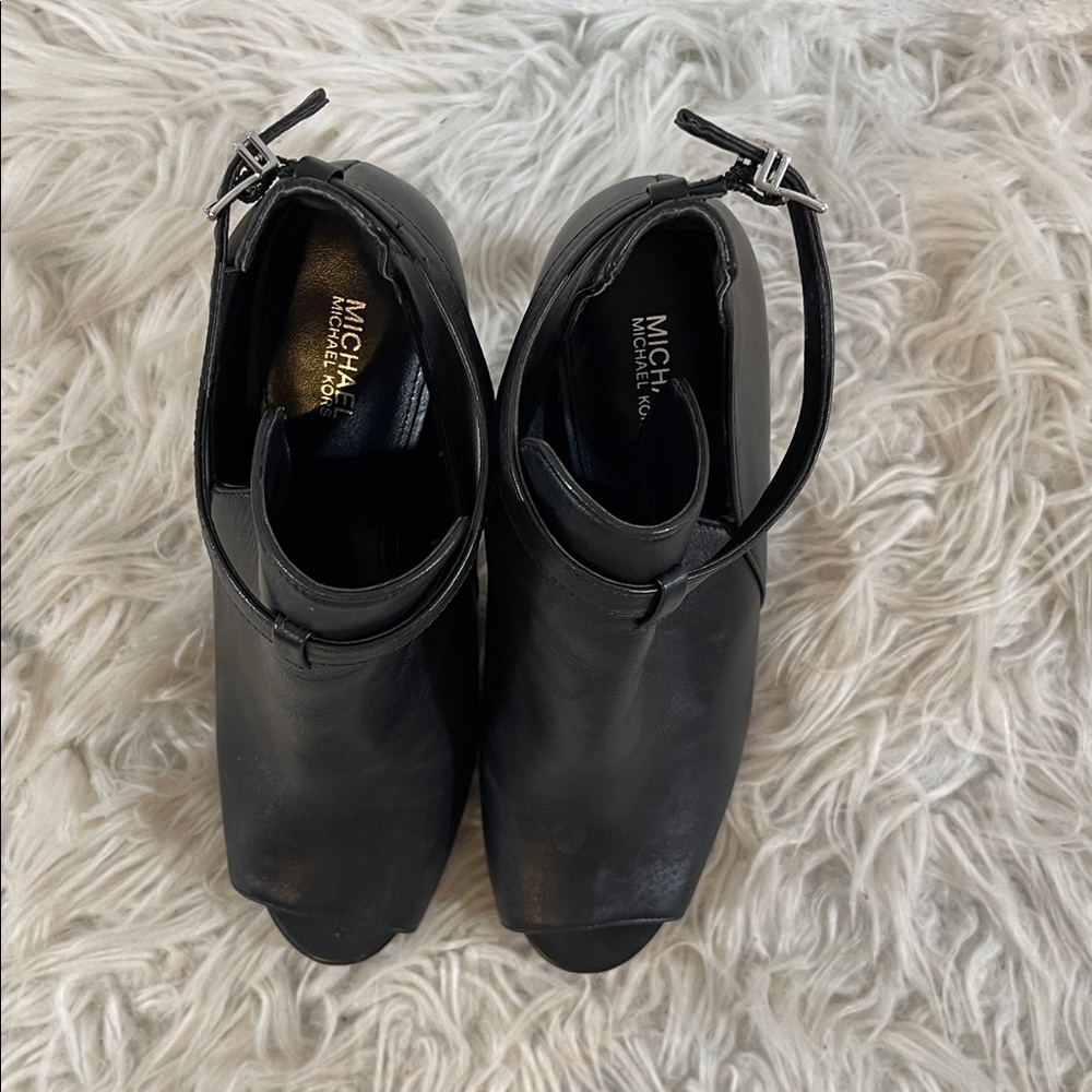 MICHAEL MICHAEL KORS Lawson Leather Open-Toe Ankle Boot Black Size 8.5 - Picture 4 of 16